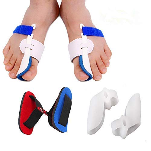 5Pcs Bunion Corrector Adjustable Bunion Splint Night Time Soft Gel for Bunion Relief, Bunion Corrector & Bunion Relief Protector Brace Kit for Big Toes, Bunion Pads, Toe Straightener, Toe Separators