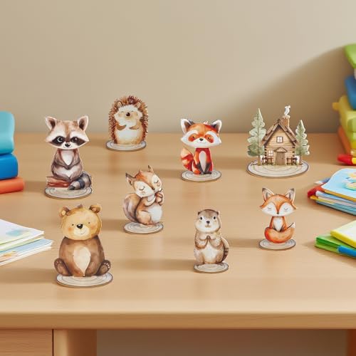 Image of 12 Pack Woodland Animals Baby Shower Decorations, Kid Forest Happy Birthday Decoration Centerpieces for Tables Woodland Nursery Animal Decor Home Office Farmhouse