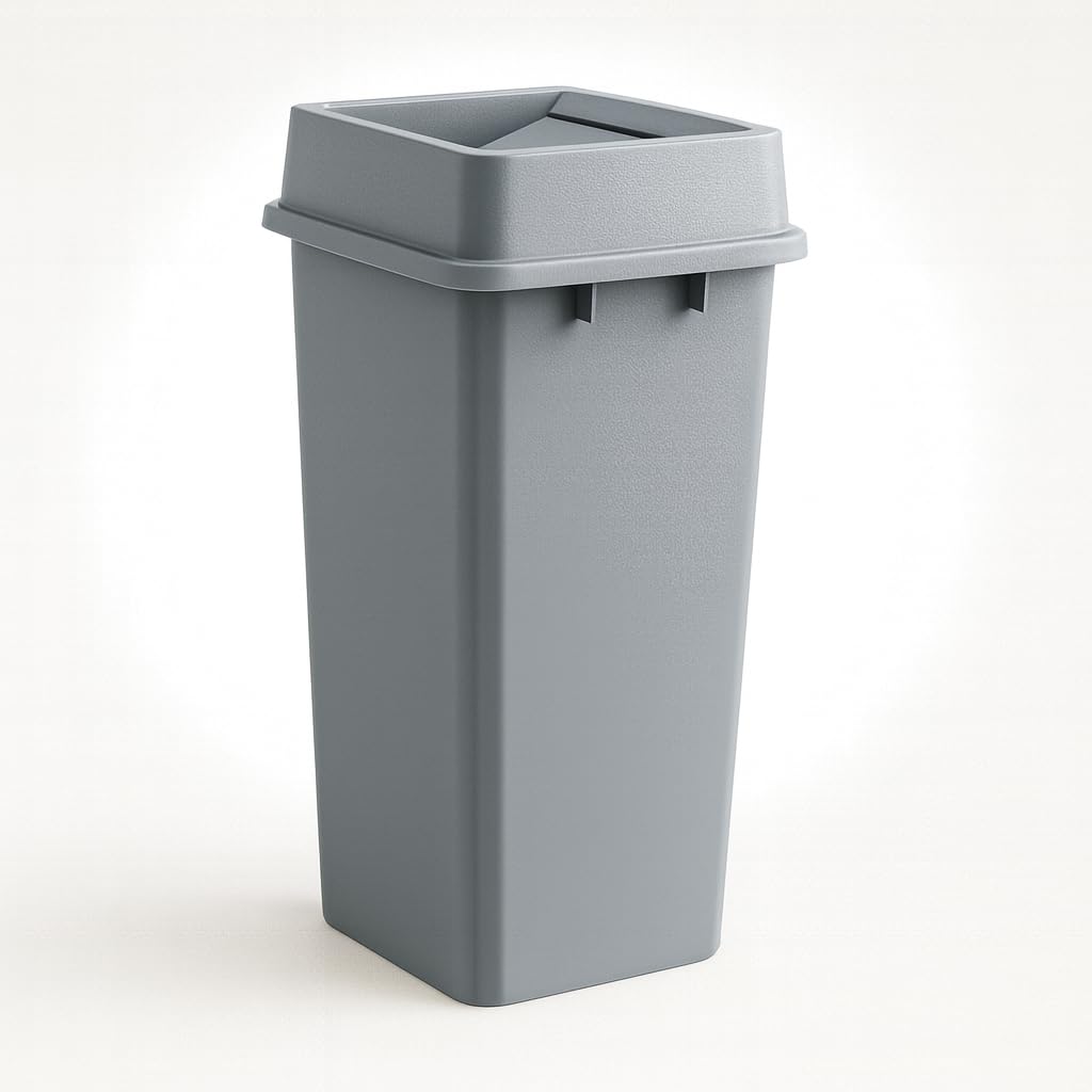 Mix.Home 23 Gallon Gray Square Plastic Trash Can with Lid Heavy Duty | Indoor Outdoor Commercial Waste Container with Optional Lid for Restaurants,