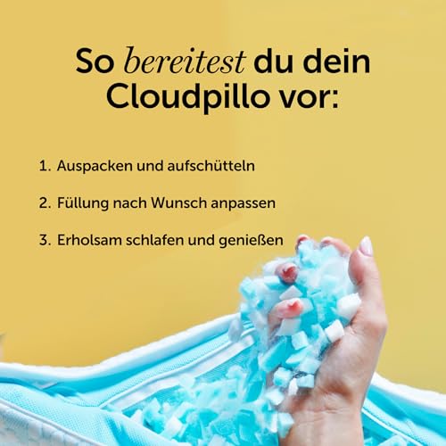 Cloudpillo Kopfkissen 40x80 cm – Ergonomisches Memory-Foam-Kissen für Seitenschläfer,...