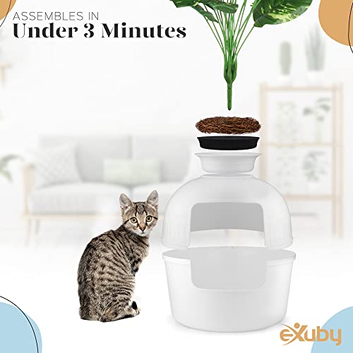 eXuby 2X White Hidden Planter Litter Box for Cats - Seamless Furniture Design - Includes Charcoal Odor Filter, Moss & Leaves - Easy to Clean - Cat\'s Secret Space Your Guests Won\'t Spot! - Thumbnail 5