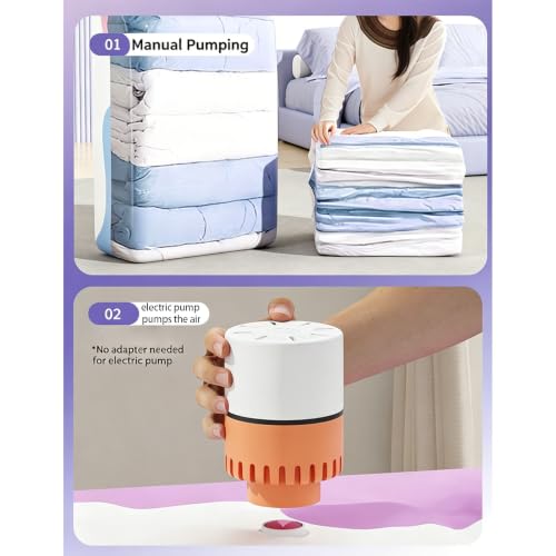 Air-Release Port Storage Bag for Clothing and Bedding, Manual Press PA+PE Compression Organizer for Closet and Travel Manual Press Storage Bag Bedding Compression Organizer Clothing Closet Packing Air - Image 4