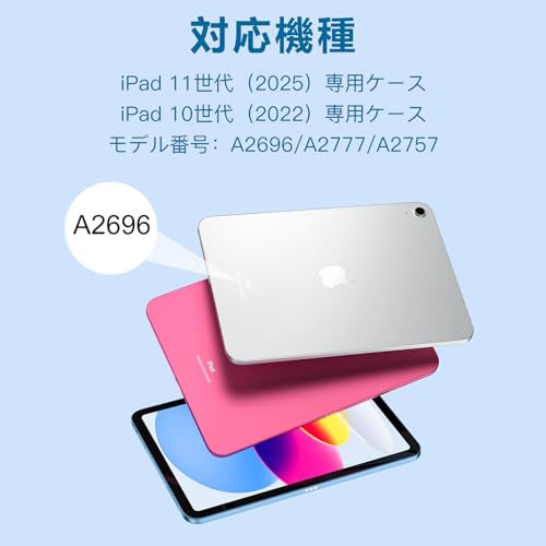 Maledan【2025最新型】対応iPad a16 ケース - 11インチ 三つ折りスタンド 薄型 ペンシル収納 軽薄 軽量 DIY透明 オートスリープ機能対応 耐衝撃 対応iPad A16 ケース アジサイ