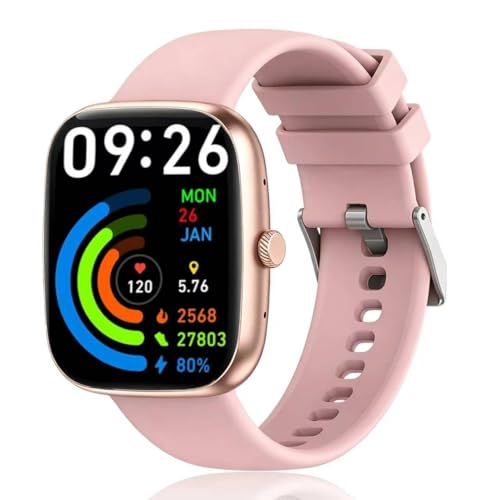 Genérico Smartwatch, Relojes Inteligentes para Mujeres, Llamada Bluetooth Impermeable IP67, Monitoreo de Frecuencia Cardíaca, 123 Modos Deportivos, Compatible con iOS y Android, Rosa