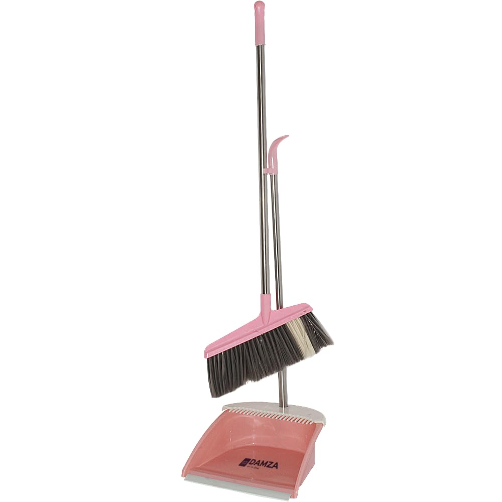 DAMZA Long Handle Dust Pan & Broom Set for Home, Dustpan and Broom Set, Upright Stand Up Broom and Dustpan Combo for Home Kitchen Office Courtyard Lobby For Floor Cleaning