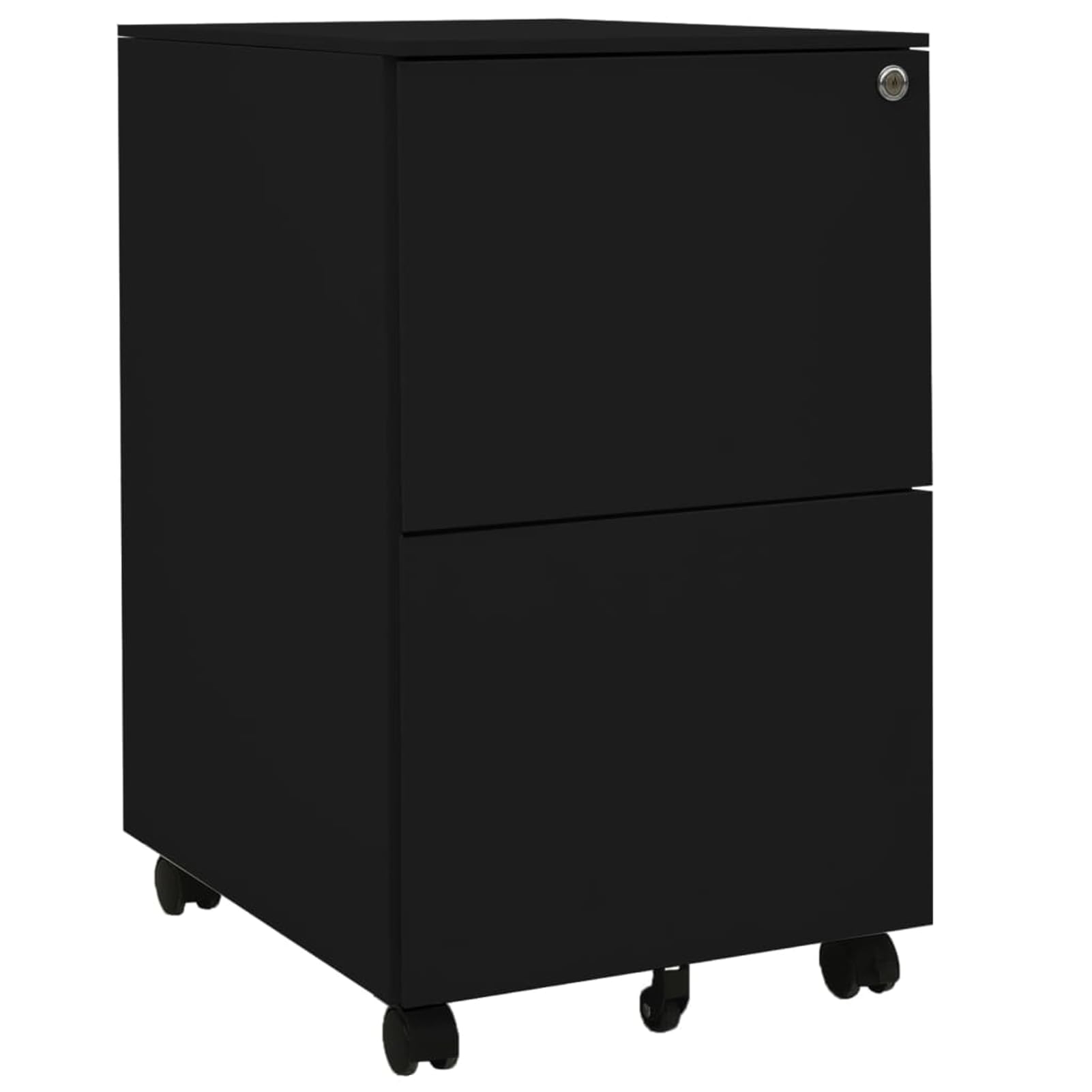 Armadietto per documenti con ruote, 39 x 45 x 67 cm, nero, acciaio, 2 cassetti chiudibili con 3 cuscinetti a sfera, compatibile con A4/Legal/Letter, per ufficio e home office