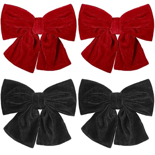 Barrettes à cheveux en velours en lot de 4 nœuds crocodiles pour accessoiriser les tenues de fêtes