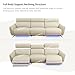 SIENWIEY Top Grain Leather Sofa Set for Living Room，Power Recliner Sofa with LED Lights, 114.5 Inch Beige Leather Reclining Couch with USB Port，3 Seater Sectional Sofa for Living Room