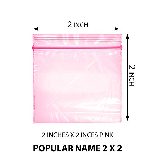 Pack of 200-2 x 2in Pink Grip Seal Bags Zip Lock Bags Resealable Plastic Bags Baggies