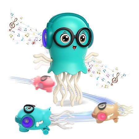 Image of Dancing Jellyfish Toy with Light Up Musical Features and 360 Degree Rotating Tentacles | Automatic Moving Cartoon Jelly Fish Toy for Kids Boys Girls (Multicolor)