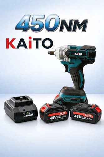 Image of KAITO Pro Series Brushless Motor 48V Cordless Impact Wrench | 450NM Torque | 3300 RPM High Power Speed | Dual Lithium Battery (10Cell) | Fast Charger with Heavy Duty Carry Case