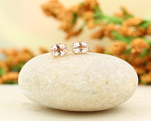 Solid 14k Rose Gold Morganite Stud Earrings2