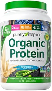 Plant Based Protein Powder | Purely Inspired Organic Protein Powder | Vegan Protein Powder for Women & Men | 22g of Plant Protein | Pea Protein Powder | Vanilla Protein Powder, 1.5 lb (17 Servings)