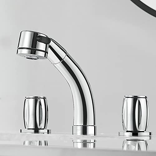Robinets à 3 trous pour lavabo de salle de bains chrome