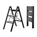 RANRANJJ 3-stopniowe drabinę, lekki i przenośny wielofunkcyjny składany stolec drabinowy solidny i oszczędzający przestrzeń stołek z szerokimi szkiełkami do użytku domowego i kuchennego