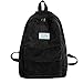 Hoce Corduroy Backpack Purse Rucksack Daypack with Anti-theft Back Pocket for Women, Black
