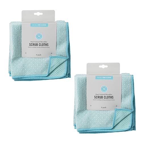 Martha Stewart Microfiber Scrub Kitchen Cloths, Polka Dot, 12 Count