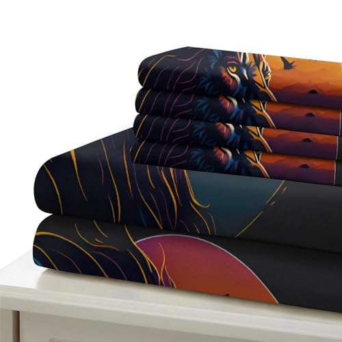Housse de couette lion avec fermeture éclair parure lit microfibre