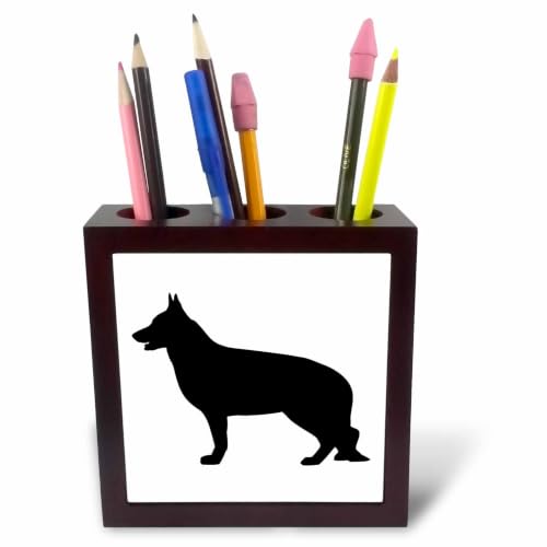3dRose German Shepard Silhouette 5 inch tile pen holder