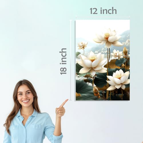 Image of SiddArtify Lotus Flower Wall Art Poster Print Set - Elegant Floral Art for Living Room Bedroom Office Decor - 12x18 inch Sticker Pack of 6