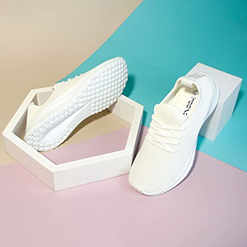 Anqila Sneakers For Women Non Slip Athletic Tennis Sneakers Walking Shoes Sock Knitted Upper Sneakers Casual Running Ultra Lightweight Breathable Women's Fashion Sneakers White #TOP6
