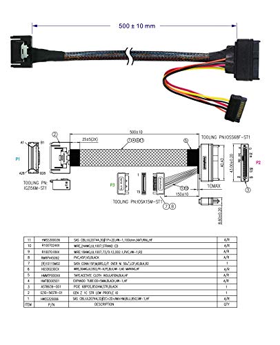 Cable PCIe Gen4 Gen-Z 1C Macho a U.2 (SFF-8639) 50 cm miniatura 3