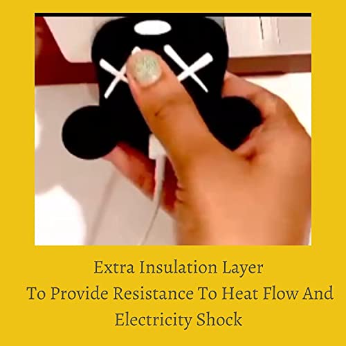 Image of Meyaar Silicone Protective Case for Apple 20W & 18W iPhone USB-C Power Adapter Charger and for USB Lightning Cable, 3D Cartoon Case for iPhone Charger 18W /20W Only (MouseX (Black))