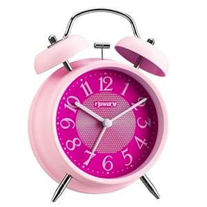 4 Loud Alarm Twin Bell Alarm Clock Night Light Desk Clock Table Alarm Clock Bedroom Alarm ClockPink Power