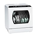 Hermitlux Portable Countertop Dishwashes, 5 Washing Programs Mini Dishwasher with 5-Liter Built-in Water Tank for Apartments & RVs, Tabletop Dishwasher with LED Light & Glass Door, No Hookup Needed