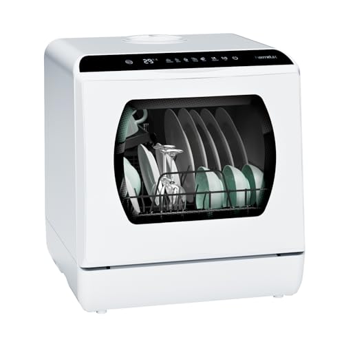 Hermitlux Portable Countertop Dishwashes, 5 Washing Programs Mini Dishwasher with 5-Liter Built-in...