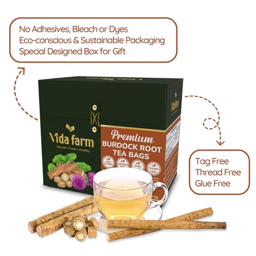 Image of VIDA FARM 125 Burdock Root Tea Bags | Natural Burdock Root, 100% Dried Herbal Tea, Caffeine Free, Sugar Free