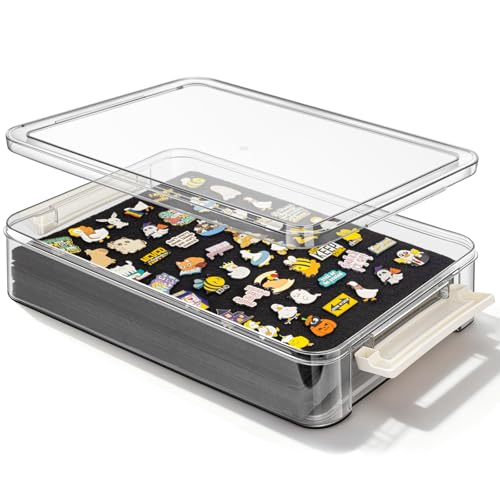 tutata Pin Storage Case 200 Pins Capacity Box Double-Sided Pin Display Board Black felt