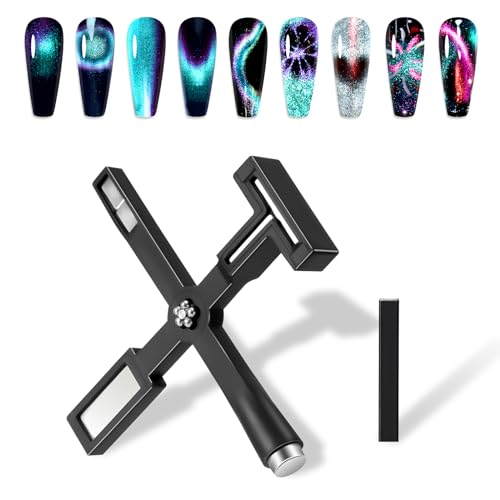 Allstarry Ferramenta de ímã de unha 5 em 1, 2 peças de ímã de olho de gato atualizado para unhas, pl