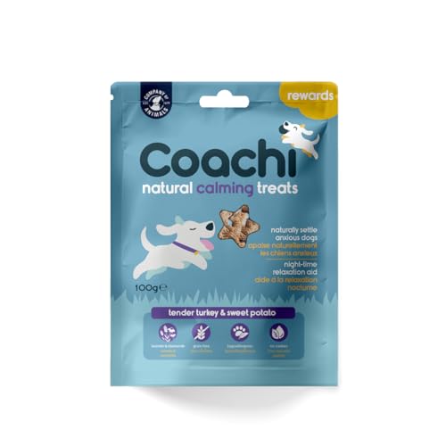 Coachi Croccantini Calmanti per Cani - Ricompense Ipoallergeniche e Grain Free. Calmano i cani Ansiosi e Sono Ideali per Cuccioli e i Cani oltre le 8 settimane (Tacchino, 100g)