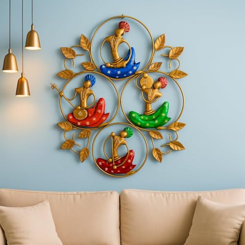 Image of Bharat Art Metal Iron 4 Anti Musicians B Frame Decorative Wall Art Decor for Home Bedroom Living room Office Cafe Decorative | Elegant Artistic Showpiece Sculpture | Gift Item | 24x1x20 Inch | W181 (B)