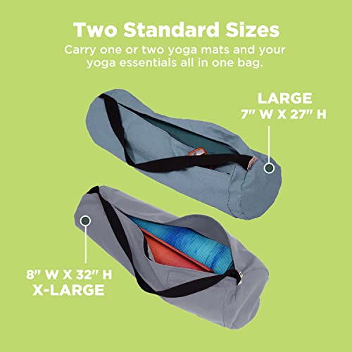 Bean Products Yoga Mat Bag From All Colors In Cotton, Organic Cotton Or Hemp - 2 Sizes - Large For Standard Mats Or Extra Large For Oversize And Room For Accessories (Chakra Blue, Large - 7 X 27) #TOP3