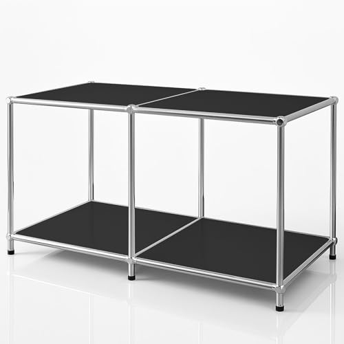 Floordirekt Regal, Metallregal, Sideboard - Schwarz, Chrom, 46Hx80Bx40T cm...