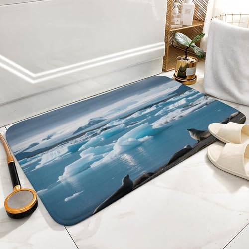 Alfombras de baño absorbentes con diseño de lago glacial para ducha 6