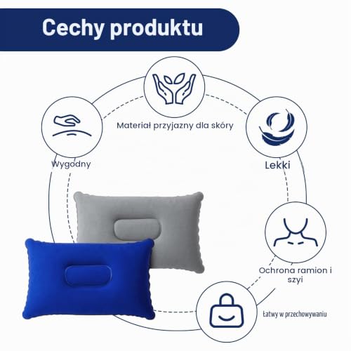flintronic 2 x nadmuchiwane poduszki, ultralekkie poduszki kempingowe, przenośne, kompaktowe poduszki do podparcia szyi i lędźwi, idealne do podróży, na kemping, na zewnątrz, wędkowanie, plażę