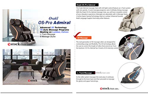 Osaki Os-Pro Admiral G Massage Chair With Led Light Control In Grey, Advanced 3D Technology, Auto Body Scan, L-Track Massage, Space Saving Technology, Zero Gravity Mode, 6 Massage Styles #TOP1