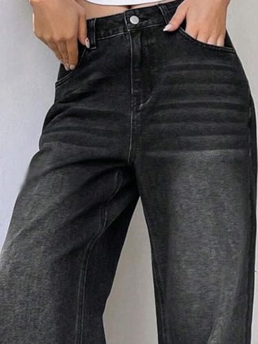 Image of KOTTY Women's High Waist Wide Leg Jeans | Relaxed Fit Comfortable Denim Pants for Women