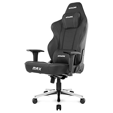 AKRacing Masters Series Max Gaming Chair with Wide Flat Seat, 400 Lbs Weight Limit, Rocker and Seat Height Adjustment Mechanisms - Black Cover
