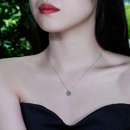 GIGAJEWE Blue Green Color Moissanite Necklace 18K White Gold Plated 925 Silver Moissanite Necklace With Certificate Diamond Test Passed Jewelry For Woman4