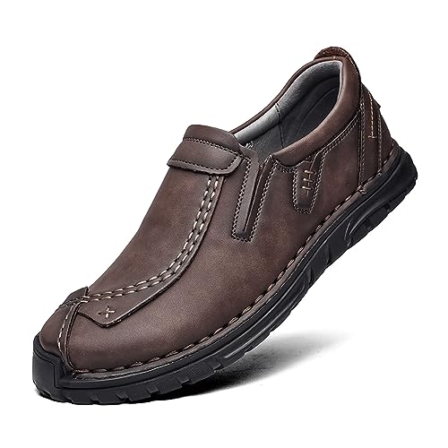VOCECO Mens Leather Casual Loafers Outdoor Comfortable Sneakers Slip-On Dress Lightweight Driving Walking Shoes2