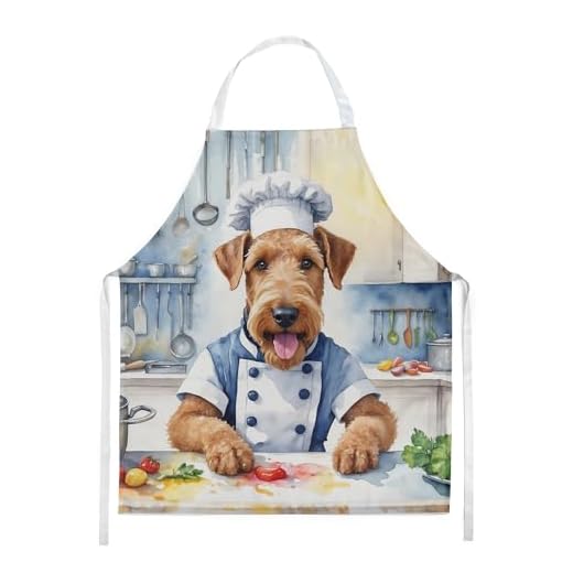Caroline's Treasures Airedale Terrier The Chef Apron Cooking Kitchen Server Baking Crafts Gardening for Adult Women Men, Unisex, Large, Multicolor