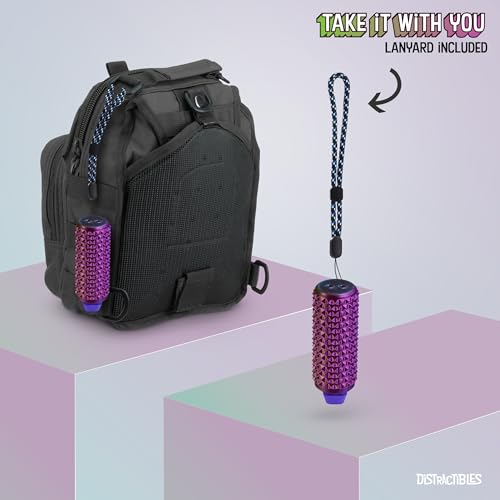 Image of Sensory Roller Fidget with Clicker, Tactile Spikes for Anxiety, Stress Relief, Pain Stim, Autism & Over Stimulation with Lanyard (NEON Harmony)