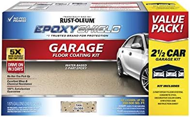 Rust-Oleum 261846 EPOXYSHIELD Garage Floor Coating, 2.5 Car Kit, Tan