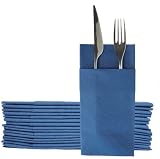 Dinner Napkins Cloth Like with Built-in Flatware Pocket, Linen-Feel Absorbent Disposable Napkins for