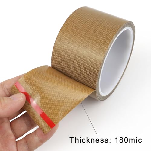 Image of BOMEI PACK PTFE Glass Cloth Tape, 2.2 inchx 33 ft High Temperature PTFE Tape Abrasion Resistant Surface Protection for Vacuum Sealer Machine, Hand Impulse Sealers Insulation Coated