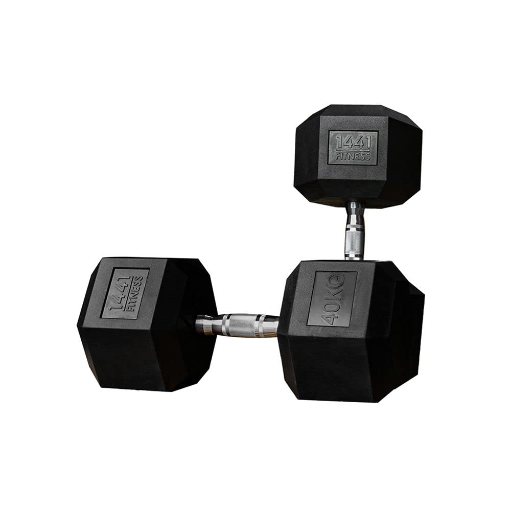 Prosportsae Rubber Hex Dumbbells – Solid Cast Iron Core Coated Dumbbell | Chrome Plated Ergonomic Handle For Commercial And Domestic Use Fitness Equipment 40 Kg Sold In Pair